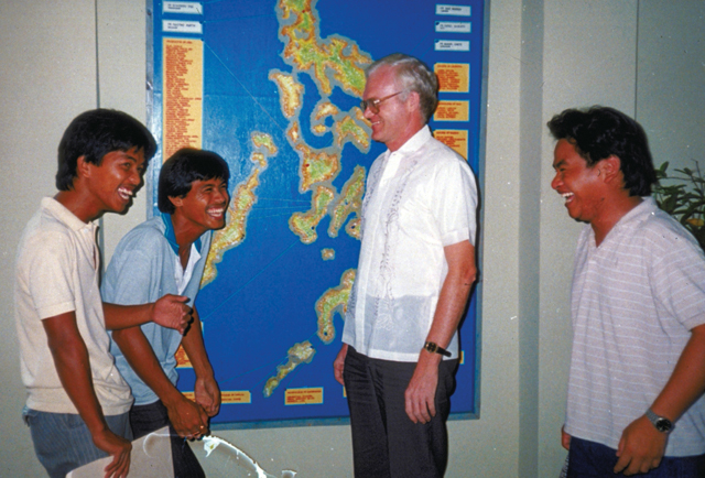 Seminarians at the Major Seminary in Cebu City, Philippines, share a laugh with Fr. Dave Warren. Fr. Dave also worked in Guyana, and has done academic studies in the field of interreligious dialogue and Christian mission.