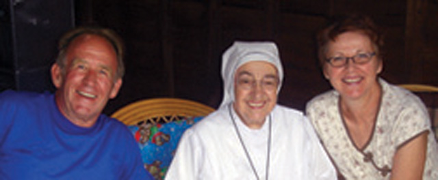 Glenn and Anne Harty with Sr. Bene, one of the Sisters of Charity who run the Nuchanat Anusorn School in Thailand.