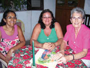 (Credit: Beverley Trach) L-R: Maria de Lourdes Perreira, Nanuia Martins, and Sr. Clarice Garvey reflecting on 'The New History of the Universe.'
