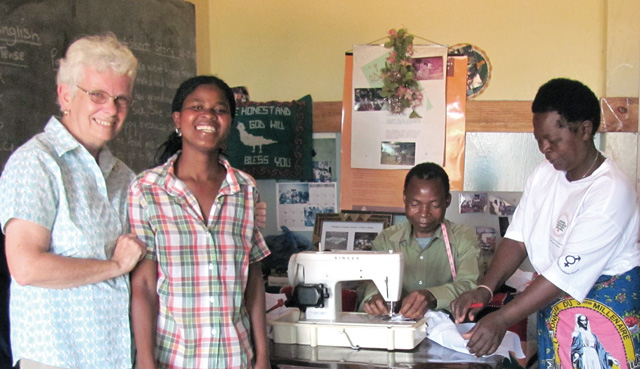 Photo by: Mike Traher, S.F.M.
<p>Scarboro missioner Sr. Ann McDonald, csj, visits the Diocesan Women’s Centre, Mzuzu, Malawi.</p>