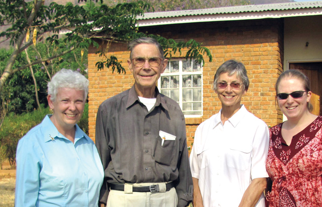 Scarboro’s Malawi mission team, religious and laity together in mission.
L-R: Sr. Ann MacDonald, csj, Fr. Jim McGuire, Barb Michie, and Leslie Paraniuk