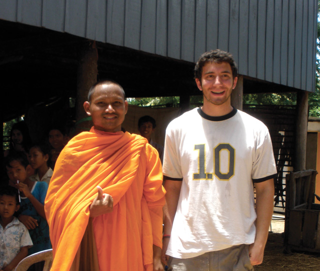 On his volunteering experience in Cambodia, Joel Badali and Sareth became friends, and from this Buddhist monk, Joel learned about living simply.