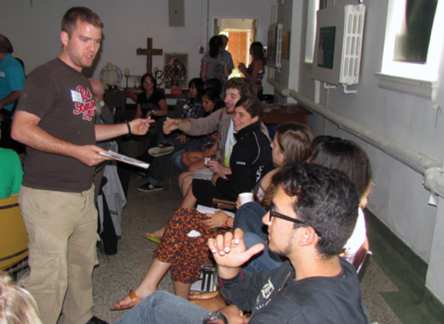 Participants at the Global Youth Network debriefing weekend developed by Dwyer and Sheila Sullivan to help young people integrate their cross cultural journey. Scarboro Mission Centre. Toronto.