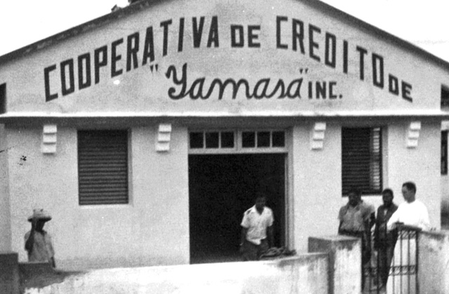 The introduction of cooperatives and credit unions in Scarboro parishes helped the people to better their lives. This credit union in Yamasa was built in the 1950s by the members with their own savings and labour. Yamasa, Dominican Republic.